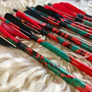 Picture of Archery Arrow For Recurve Bow Medieval Traditional Longbow Hunting Bow Shoot with Red Black Turkey Feather Marbling Art