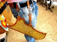 Bild von Bogenköcher, Türkischer Traditioneller Pferdeköcher für Bogenschießen, Hüftköcher, Stoff, Tirkes-Motive, Rittergürtelköcher, Mittelalter-Fantasie, Rot-Gelb
