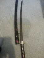Picture of Red Japanese Shirasaya Katana Display Replica in Damascus Steel, 40.6 in
