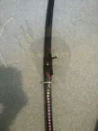 Picture of Red Japanese Shirasaya Katana Display Replica in Damascus Steel, 40.6 in