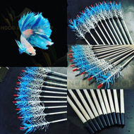 Picture of Wooden Popinjay Qabak Archery Arrow For Recurve Longbow Bow Medieval Traditional Ottoman Hunting Shoot with Blue White Turkey Feather