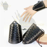Picture of Medieval Traditional Hunting Archery Leather Bracers Armor Arm Guard Warrior Lace-up Armguard for Guard Target Longbow Recurve Bow Shoot