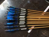 Picture of Wooden Archery Arrow For Recurve Longbow Bow Medieval Traditional Ottoman Hunting  Shoot with Blue Black Turkey Feather
