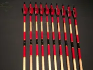 Picture of Wooden Archery Arrow For Recurve Longbow Bow Medieval Traditional Ottoman Hunting Shoot with Red Black Turkey Feather