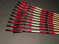 Picture of Wooden Archery Arrow For Recurve Longbow Bow Medieval Traditional Ottoman Hunting Shoot with Red Black Turkey Feather