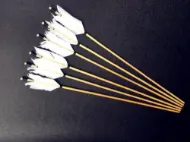 Picture of Traditional Wooden Hunting Archery Arrow For Recurve Longbow Bow Shoting with White Turkey Feathers Hunger Games Medieval Archery