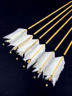 Picture of Traditional Wooden Hunting Archery Arrow For Recurve Longbow Bow Shoting with White Turkey Feathers Hunger Games Medieval Archery