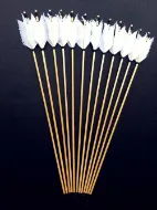 Picture of Traditional Wooden Hunting Archery Arrow For Recurve Longbow Bow Shoting with White Turkey Feathers Hunger Games Medieval Archery
