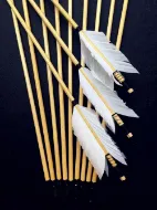 Picture of Traditional Wooden Hunting Archery Arrow For Recurve Longbow Bow Shoting with White Turkey Feathers Hunger Games Medieval Archery