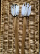 Picture of Traditional Wooden Hunting Archery Arrow For Recurve Longbow Bow Shoting with White Turkey Feathers Hunger Games Medieval Archery