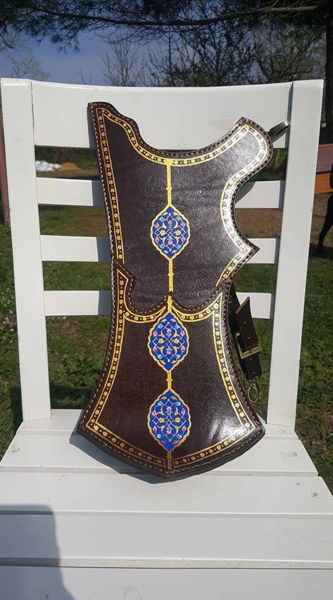 Picture of Turkish Quiver with Traditional Motifs Ottoman Horseback Archery Leather Hip Quiver Tirkes With Steel Knife Knight Belt Quiver, Medieval