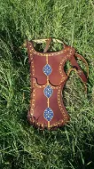 Immagine di Faretra turca con motivi tradizionali, faretra da tiro con l'arco ottomano a cavallo, faretra da fianco in pelle, con coltello in acciaio, faretra da cavaliere, medievale