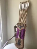 Picture of Turkish Traditional Ottoman Horseback Archery Leather Hip Quiver Tirkes With Steel Knife Knight Belt Quiver, Medieval Fantasy