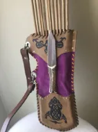 Picture of Turkish Traditional Ottoman Horseback Archery Leather Hip Quiver Tirkes With Steel Knife Knight Belt Quiver, Medieval Fantasy