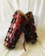 Image de Ensemble de protège-bras de tir à l'arc, brassards en cuir de chasse traditionnels médiévaux, armure complète avec gant de tir à l'arc, protège-doigts pour tir à l'arc sur cible