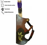 Picture of Turkish Quiver with Traditional Motifs Ottoman Horseback Archery Leather Hip Quiver Tirkes Medieval Knight Belt Quiver