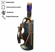 Picture of Turkish Quiver with Traditional Motifs Ottoman Horseback Archery Leather Hip Quiver Tirkes Medieval Knight Belt Quiver