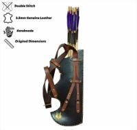 Picture of Turkish Quiver with Traditional Motifs Ottoman Horseback Archery Leather Hip Quiver Tirkes Medieval Knight Belt Quiver