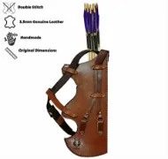 Picture of Turkish Quiver with Traditional Motifs Ottoman Horseback Archery Leather Hip Quiver Tirkes Medieval Knight Belt Quiver