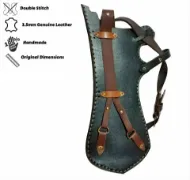 Picture of Turkish Quiver with Traditional Motifs Ottoman Horseback Archery Leather Hip Quiver Tirkes Medieval Knight Belt Quiver