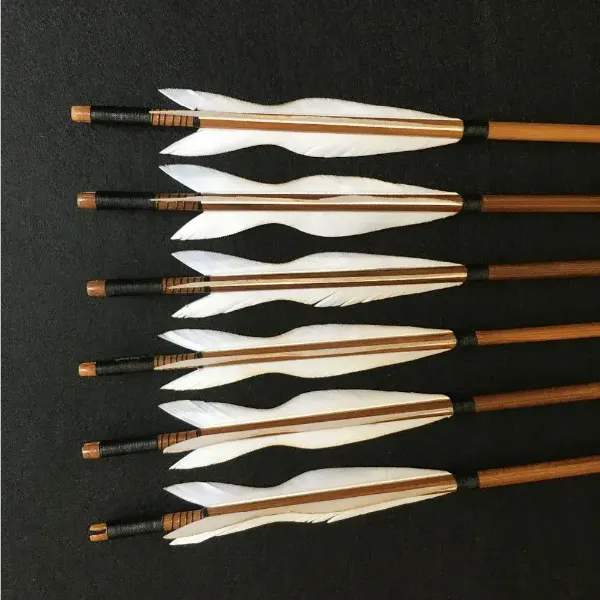 Picture of Lord Of The Rings Legolas Arrow Bamboo Wooden Arrow White Feather for Archery