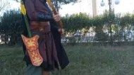 صورة طقم جعبة عثمانية تشبه متحف بودابست مع زخارف تقليدية جعبة ورك عثمانية من الجلد لرماية الخيل وحزام فارس Tirkes