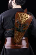 Imagem de Aljava javanesa Aljava de costas para arco e flecha Aljava tradicional de couro para cavalo Aljava de quadril para arco e flecha Aljava de cinto com motivo tradicional