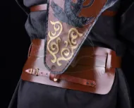 Imagem de Aljava javanesa Aljava de costas para arco e flecha Aljava tradicional de couro para cavalo Aljava de quadril para arco e flecha Aljava de cinto com motivo tradicional