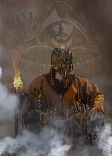 Picture of Shaman Dress Clothing Costume Accessories Drum Set Shamanic Healing Ceremonie Larp Costume