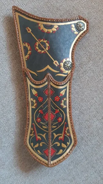 Picture of Ottoman Quiver Set like Stockholm museum Black type with Traditional Motifs Ottoman Horseback Archery Leather Hip Quiver Tirkes Knight Belt