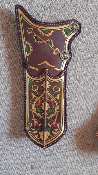 Ottoman Quiver Set like Stockholm museum Brown type with Traditional Motifs Ottoman Horseback Archery Leather Hip Quiver Tirkes Knight Belt. ürün görseli