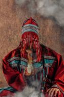 Picture of Shaman Dress Clothing Costume Accessories Drum Set Shamanic Healing Ceremonie Larp Costume Red design