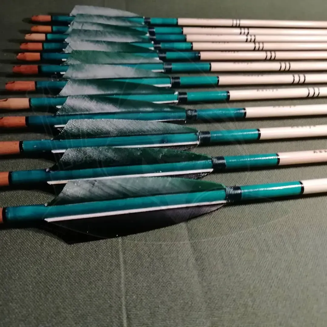 Recurve Bow Practice Arrows 32 Inch Traditional Wooden Arrows With Turkey Feathers For Longbow & Recurve Traditional Archery Arrows