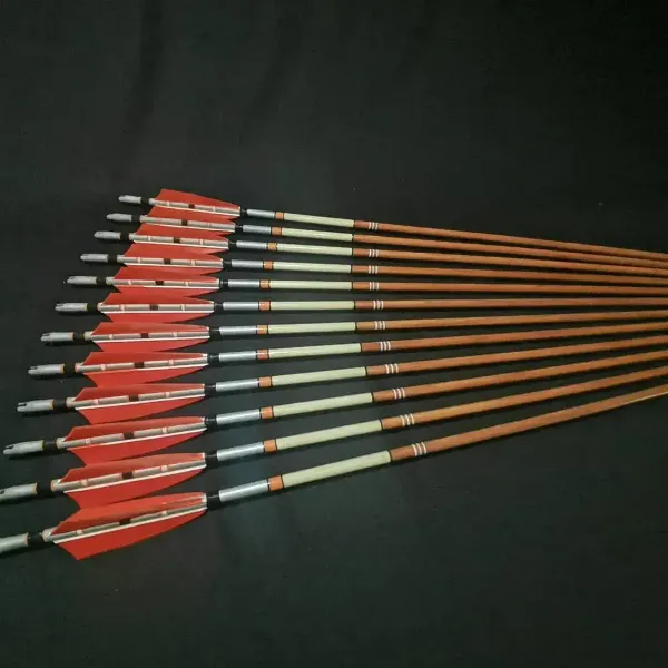Gambar Anak Panah Jambul Berlaras Kayu Memanah Anak Panah Peribadi Untuk Busur Recurve Longbow Tembak Memburu Uthmaniyyah Tradisional Zaman Pertengahan dengan Bulu Turki Jingga