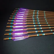 Gambar Anak Panah Jambul Berlaras Kayu Memanah Anak Panah Peribadi Untuk Busur Recurve Longbow Tembak Memburu Uthmaniyyah Tradisional Zaman Pertengahan dengan Bulu Turki Ungu