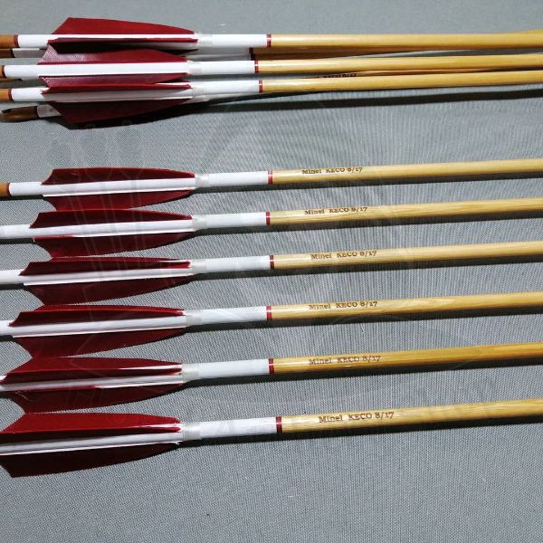 Wooden Barrelled Crested Arrows Archery Personalized Arrow For Recurve Bow Longbow Medieval Traditional Ottoman Hunting Shoot with Red Turkey Feather. ürün görseli