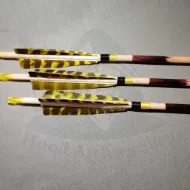 Picture of Wooden Barrelled Crested Arrows Archery Personalized Arrow For Recurve Bow Longbow Medieval Traditional Ottoman Hunting Shoot with Yellow Black Turkey Feather