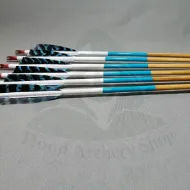Picture of Wooden Barrelled Crested Arrows Archery Personalized Arrow For Recurve Bow Longbow Medieval Traditional Ottoman Hunting Shoot with Blue Natural Turkey Feather