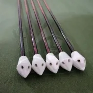 Kép Fahordós tarajos nyilak íjászat személyre szabott nyíl íjhoz, hosszú íj Középkori hagyományos oszmán vadászlövés kék pulykatollal