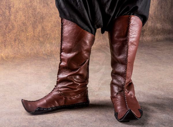 Archery Shop Traditional Horseback Archery Turkish Bow Leather Armor Halloween Costume Bottes en cuir medievales a tige large et genou haute pour l automne Halloween la Renaissance le Cosplay et les c...