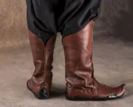 Picture of Medieval Leather Boots Halloween Costume - Wide Calf, Knee High Pull On - Fall Halloween Renaissance Cosplay Costume Boots