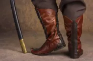 Picture of Medieval Leather Boots Halloween Costume - Wide Calf, Knee High Pull On - Fall Halloween Renaissance Cosplay Costume Boots