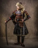 Picture of Medieval Leather Boots Halloween Costume - Wide Calf, Knee High Pull On - Fall Halloween Renaissance Cosplay Costume Boots