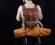 Afbeeldingen van Leren reistrekkingrugzak Bushcraft-kampeertas