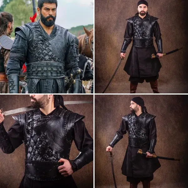 Bild von Kurulus Osman Ghazi Rüstung Kostüm Osmanische türkische Rüstung Kaftan Shirt Hose Stiefel Set Auferstehung Osman Cosplay Kostüm Rüstung