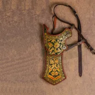 Turkish Quiver Set with Ancient Motifs Ottoman Horseback Archery Leather Hip Quiver Tirkes Knight Belt Quiver Green Colour Desing