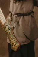 Turkish Quiver Set with Ancient Motifs Ottoman Horseback Archery Leather Hip Quiver Tirkes Knight Belt Quiver Green Colour Desing