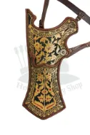 Turkish Quiver Set with Ancient Motifs Ottoman Horseback Archery Leather Hip Quiver Tirkes Knight Belt Quiver Green Colour Desing
