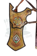 Turkish Hip Quiver Set with Ancient Motifs Swedish Royal Museum Sample Ottoman Horseback Archery Leather Quiver Tirkes Knight Belt Quiver Mustard Color