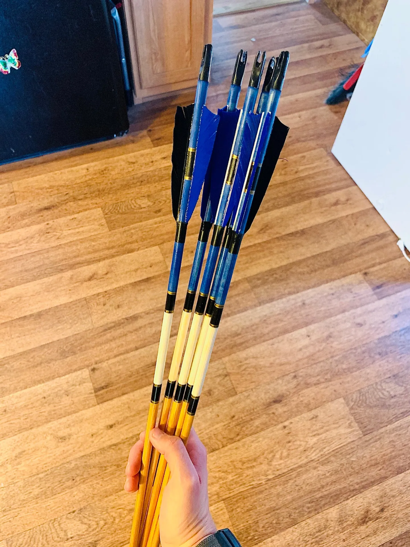 Order Blue wooden arrows for traditional and medieval archery